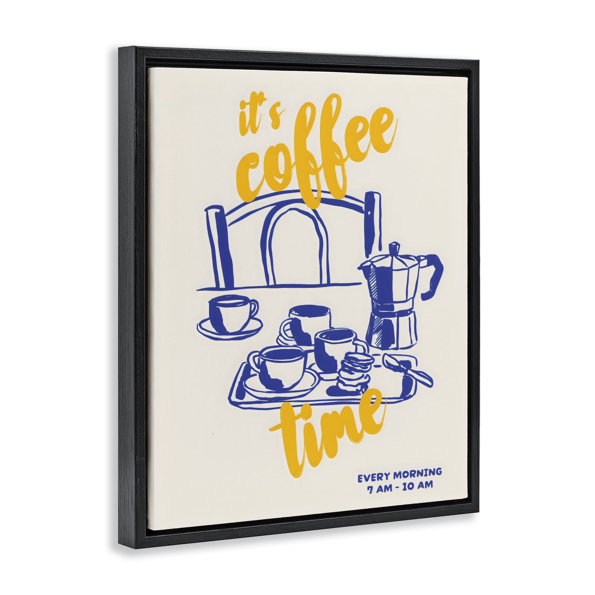 Stupell Industries It's Coffee Time Breakfast Ritual Black Framed Floater Canvas Wall Art, design by The Prints Vibe