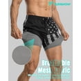thumbnail image 3 of 9 Inch Men Swim Trunks 2 in 1 with Compression Breathable Liner Quick Dry Stretch Zipper Pockets Summer Beach Shorts for Cruise Beach Pool Board, 3 of 6