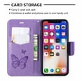 thumbnail image 6 of Allytech iPhone X Case, iPhone XS Case, Slim Fit PU Leather Folio Butterfly Embossed Shockproof Wrist Hand Strap Flip Cards Holder Wallet Case TPU Back Cover for Apple iPhone XS/X, Violet, 6 of 8