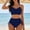 Navy, variant on Womens High Waisted Bikini Sets Drawstring Tummy Control Swimsuits Lace up Bikini Tops Ruched Push up 2 Piece Bathing Suits