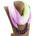 thumbnail image 2 of Bufanda de mujer, bufanda, collar, pañuelo para el cuello, ropa de gasa, elegante protección solar, bufanda envolvente con collar, joyería para el verano, otoño púrpura/verde. Afortunado Sencillez, 2 of 5