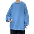 thumbnail image 2 of Conairie Mens Sweatshirts Solid Casual Loose Fit Crew Neck Shirts Soft Comfoty Long Sleeve Pullover Tops Spring Fall Outfits Clothes Beige S Sky Blue XXXL, 2 of 4