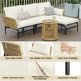 thumbnail image 6 of Yaheetech Boho Style Outdoor Rattan L-Shaped Sofa with Small Coffee Table, Tan/Cream, 6 of 6