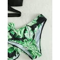 thumbnail image 3 of Alvivi Girls 3 Pieces Swimsuit Fish Scales Printed Tankini Sets Swim Crop Top Bikini Bottoms Shorts Swimwear Green 13-14, 3 of 7