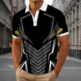 thumbnail image 4 of Men's Geometry Printing Shirt Button Turndown Collar Short Sleeve Casual Polo Pullover Slim Performance Golf Blouse, 4 of 4