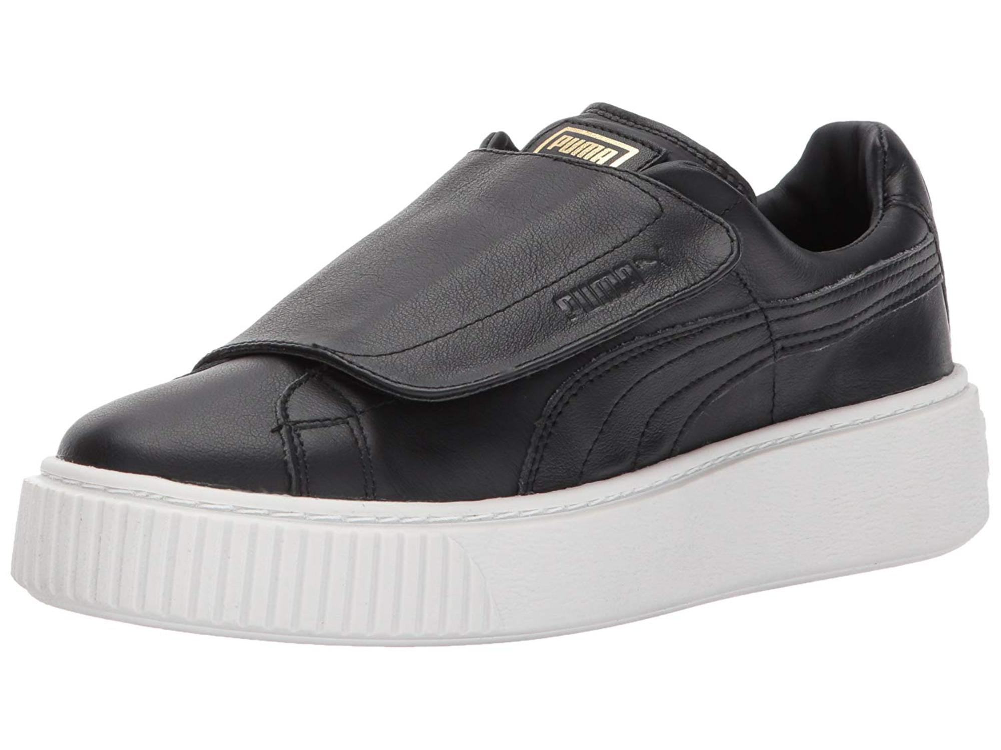 puma basket leather platform low top sneaker