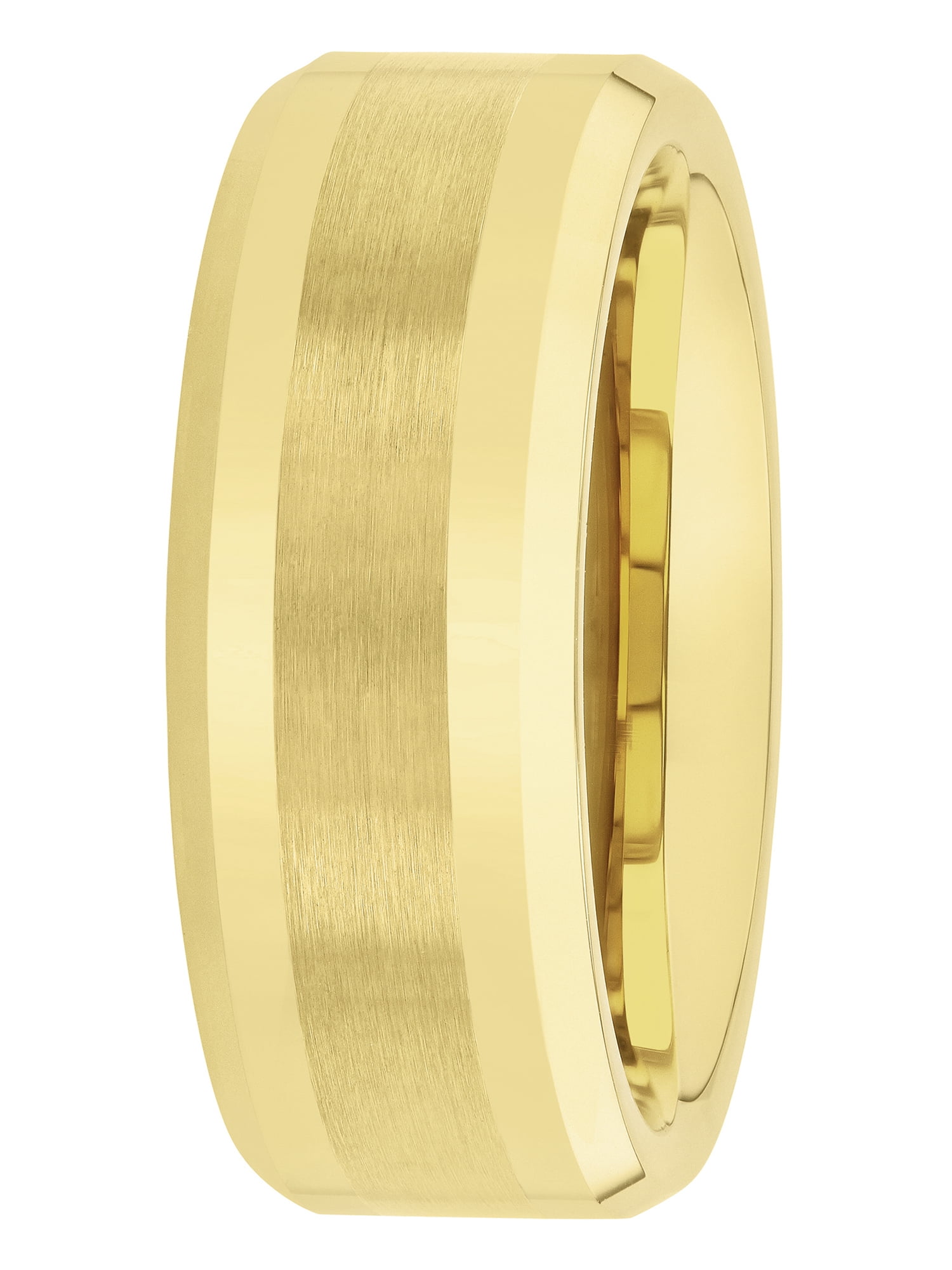 Men's Beveled and Satin Center Ring in Yellow Tungsten by Brilliance Fine Jewelry - Wedding Band