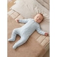 thumbnail image 6 of BemeyourBBs Newborn Baby Girl Boy Spring Fall Winter Clothes Outfit Footed Romper 0 3 6 Months Casual Long Sleeve Lapel Collar Stripes Print Zip Up Footie Jumpsuit One Piece Outfits, 6 of 9