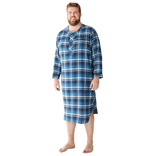 Kingsize Kingsize Men's Big & Tall Plaid Flannel Nightshirt Pajamas