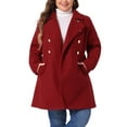 thumbnail image 1 of Abrigos de invierno para mujeres de tallas grandes Agnes Orinda, abrigo de doble botonadura, chaquetas exteriores 1X rojo oscuro, 1 of 6