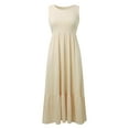 thumbnail image 6 of OSOLU Solid Color Women Summer Sleeveless Dress Square Neck Pleated Swing Casual Maxi Dresses With Pockets Versatile Sundress Flowy 2025 Elegant Classy Dresses, 6 of 8