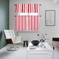 thumbnail image 4 of Red Pink Stripe Kitchen Curtains Sets for Windows 36 Inch Length, Geometric White Vertical Striped Rod Pocket Window Treatments Tier Curtains and Valances Set for Bedroom/Bathroom, 4 of 8
