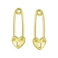thumbnail image 2 of Bling Jewelry Womens Romantic Love Lock Heart Safety Pin Drop Earrings Gold Plated Sterling Silver, 2 of 4