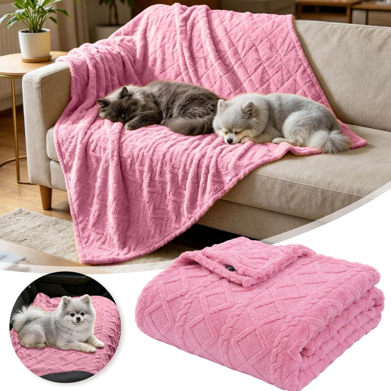 Dog Blanket, Polyester with Cable Knit, Machine Washable