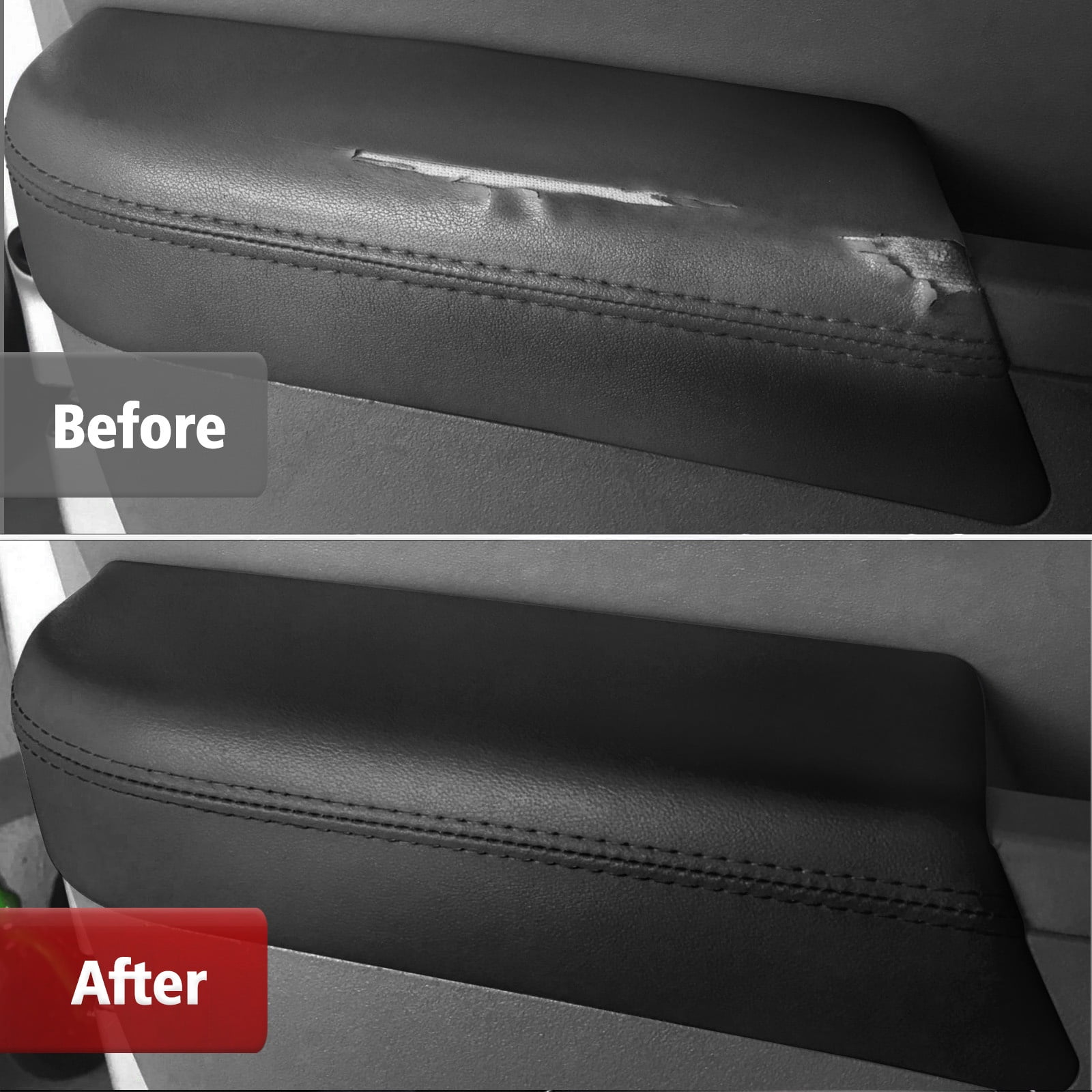 KBH Front Door Panel Armrest Cover Replacement for Honda Pilot 2009 2010 2011 2012 2013 2014 2015, Leather Arm Rest Cover Skin, 1 Pair, Black