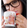 thumbnail image 2 of 3drose, Letter M on Pretty Pink N Orange Swirls, 15oz Two-tone Red Mug, 2 of 6