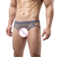 thumbnail image 4 of kpoplk Mens Brief Underpants Pouch Enhancing Low Waist Mesh Underwear Grey,XL, 4 of 5