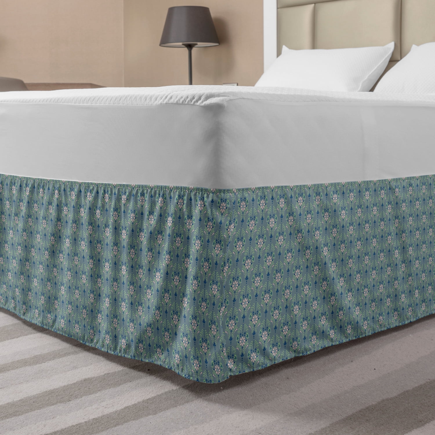 Ambesonne Multicolor Wrap Around Gathered Microfiber Bed Skirt, King