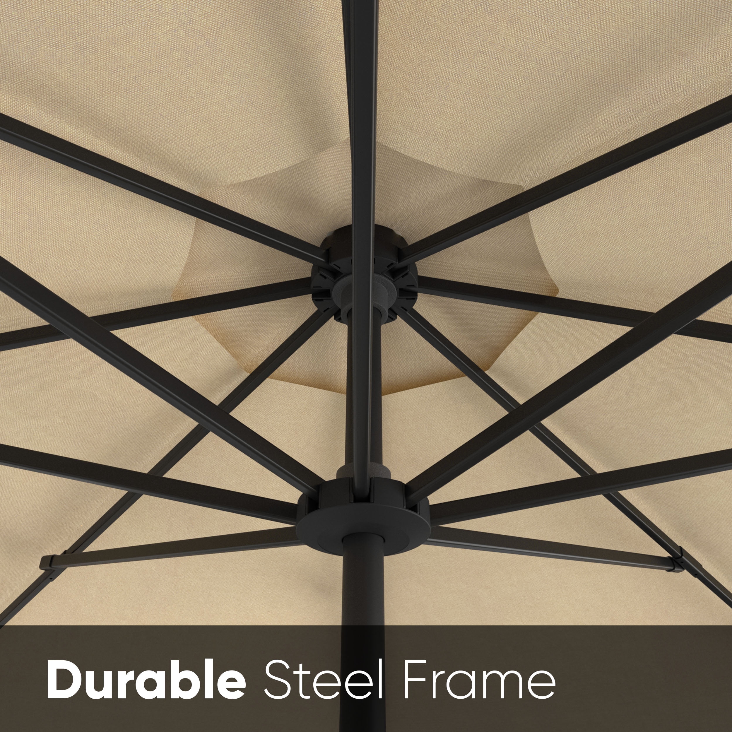 Above OneClick 2 with Rib Replacement Technology 9 Feet Market Patio Outdoor Umbrella, Tan