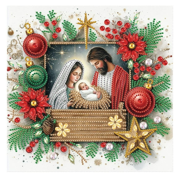 5D DIY diamond art painting, pentagram special shape wall home decoration, best choice for holiday Christmas adult friend family gift