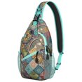 thumbnail image 1 of Nordic Style Sling Backpack for Essentials with Colorful Geometric Print, Lightweight Travel Hiking Daypack for Women, 1 of 5