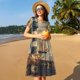 thumbnail image 4 of Fotbe Vintage Nautical Lighthouse Vestido Largo de Moda para Mujer, Vestido Tipo Camiseta con Manga Corta y Estilo Casual a Rayas y Bloques de Color, 4 of 6