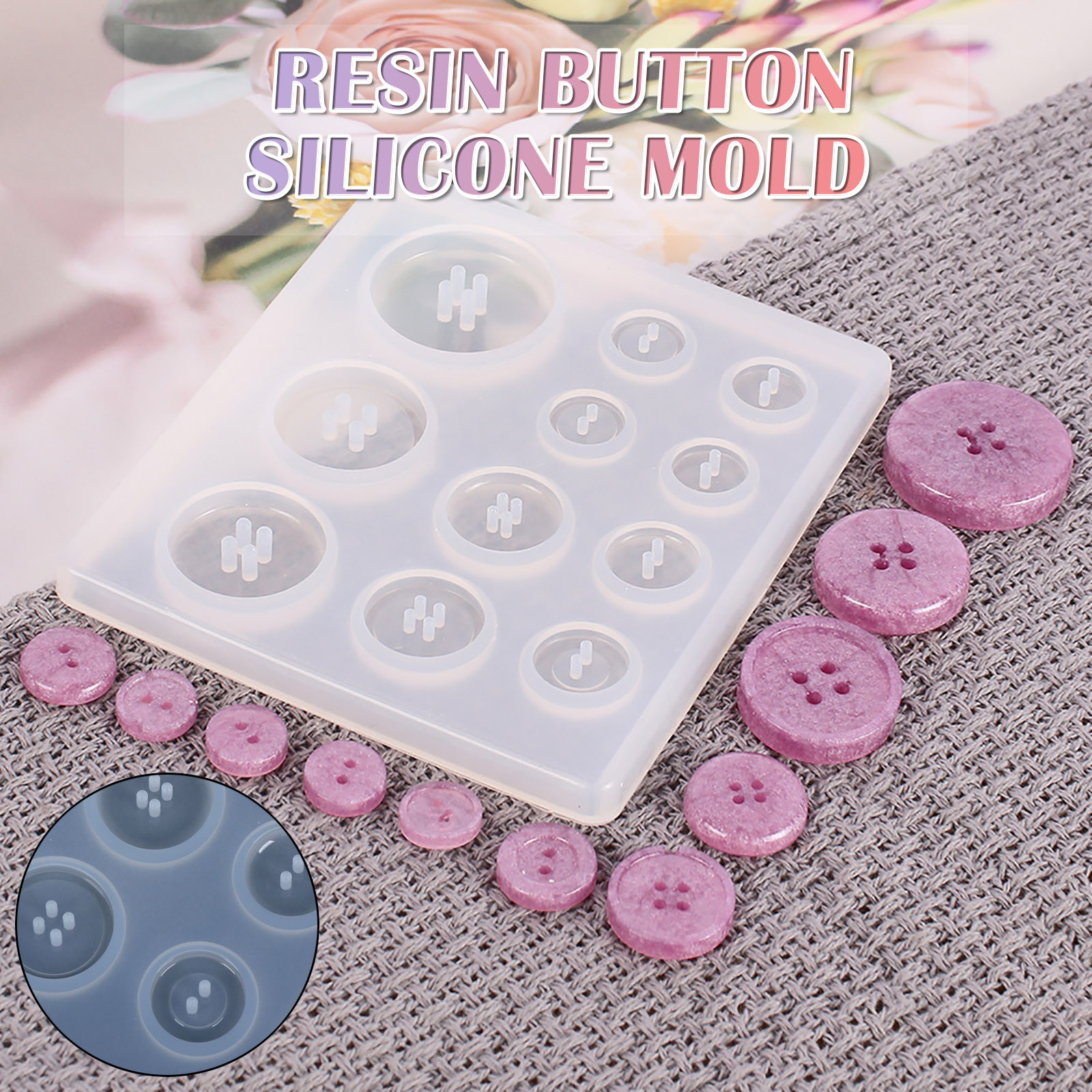 solacol Resin Molds Silicone Lets Resin Molds Silicone Resin Molds Diy  Silicone Mold Resin Button Diy Handmade Resin Mold with Hole Pendant Button  Cute Resin Molds Silicone Molds for Resin 