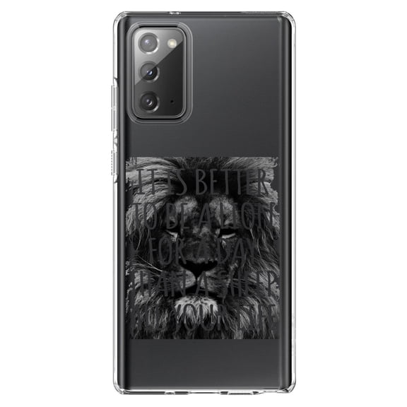 DistinctInk Clear Shockproof Hybrid Case for Samsung Galaxy Note 20 (6.7" Screen) - TPU Bumper Acrylic Back Tempered Glass Screen Protector - Better to Be A Lion For a Day Than A Sheep