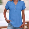 thumbnail image 2 of Vinsonshop Embroidered Blouse Dressy Casual Loose Fit Summer Eyelet Business Shirts V Neck Eyelet Tees Eyelet Embroidery Blouses T Shirts Cute Summer Tops for Women (S-5XL), 2 of 9