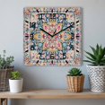 thumbnail image 6 of Colorful Boho Wooden Wall Clock Silent Non Ticking, Ethnic Vintage Mexican Flowers Southwestern Square Wall Clocks Battery Operated, Decor Clock for Home Office, Living Room, Kitchen, 10 Inch, 6 of 9