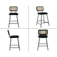 thumbnail image 4 of Dayalane 26" Rattan Bar Stools Set of 4, Modern Sherpa Counter Height Barstools with Cane Back and Metal Legs, Armless Kitchen Island Chairs for Bar Kitchen Restaurant Bistro, Black, 4 of 8