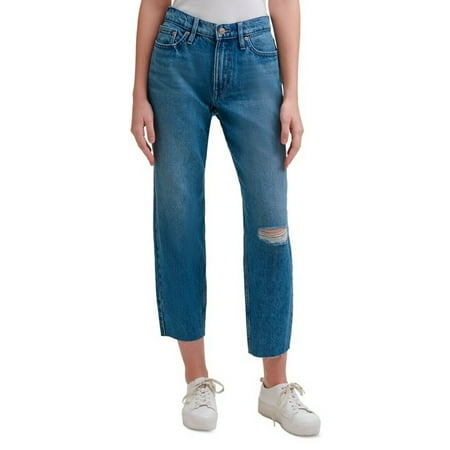 Calvin Klein Jeans Juniors' High-Rise Mom-Fit Cotton Ankle Jeans Blue Size 26