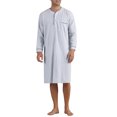 thumbnail image 2 of INSPIRE CHIC Men's Sleepshirts Striped Loose Fit V-Neck Sleepwear with Pocket L Light Gray, 2 of 6