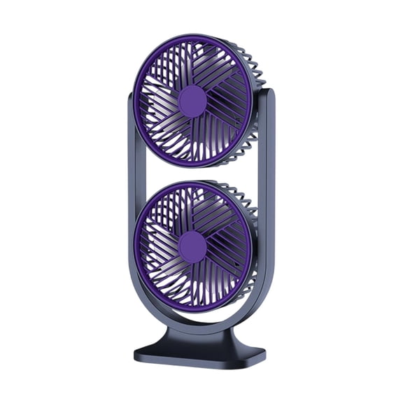 Double Head Two-Way Portable Fan - USB Rechargeable, 3 Adjustable Speeds, Lightweight Plastic Design for Home, Office, Camping, and Travel Use,Gray