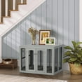 thumbnail image 4 of Eclife 35.4" Furniture Style Dog Crate Double Doors Wood Dog Cage Medium Dog House with Cushion for Indoor Use,Gray, 4 of 10