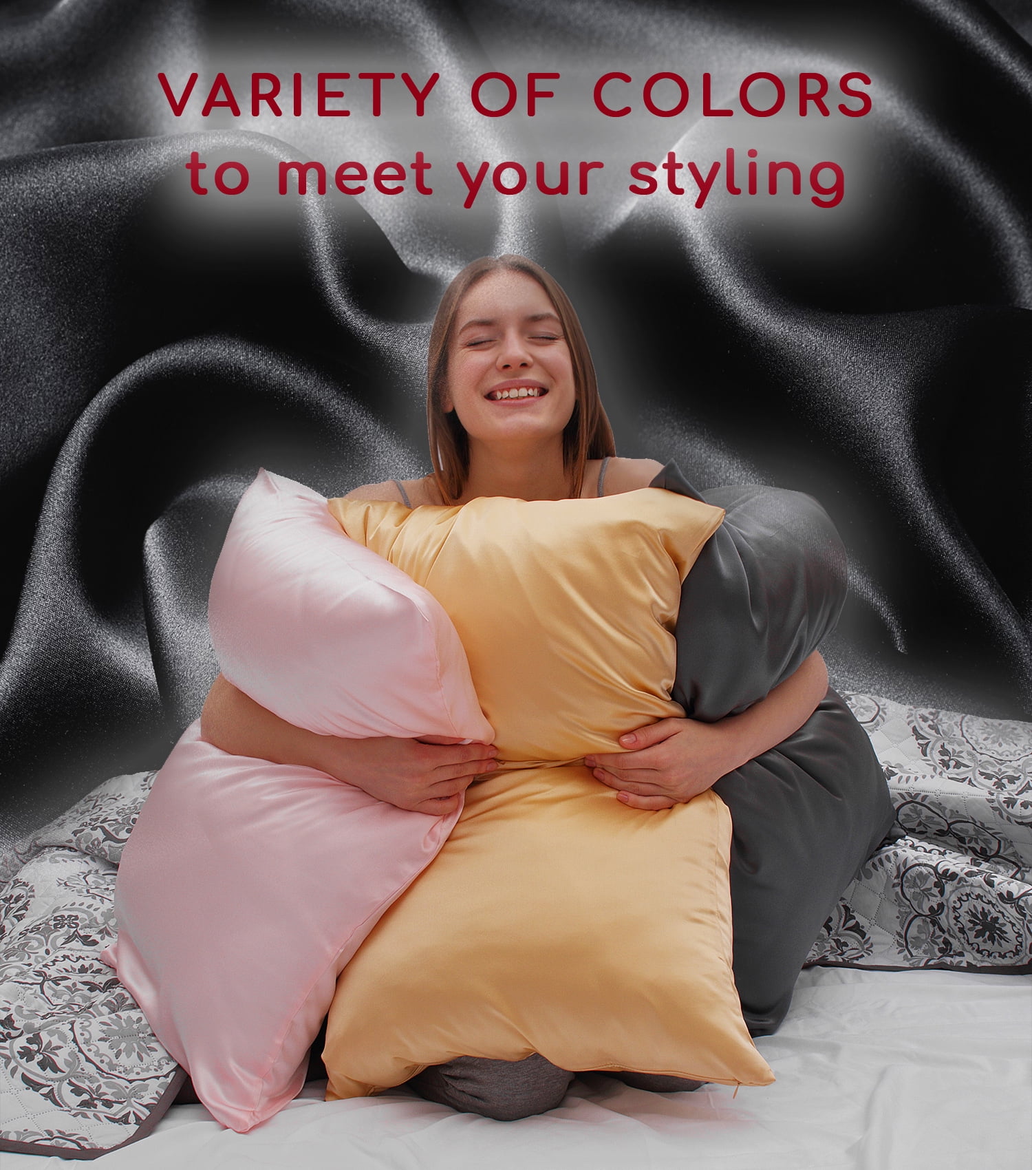 Mellanni Mulberry Silk Collection 19 Momme Black Silk Pillowcase, Gift Box, Standard 20x26
