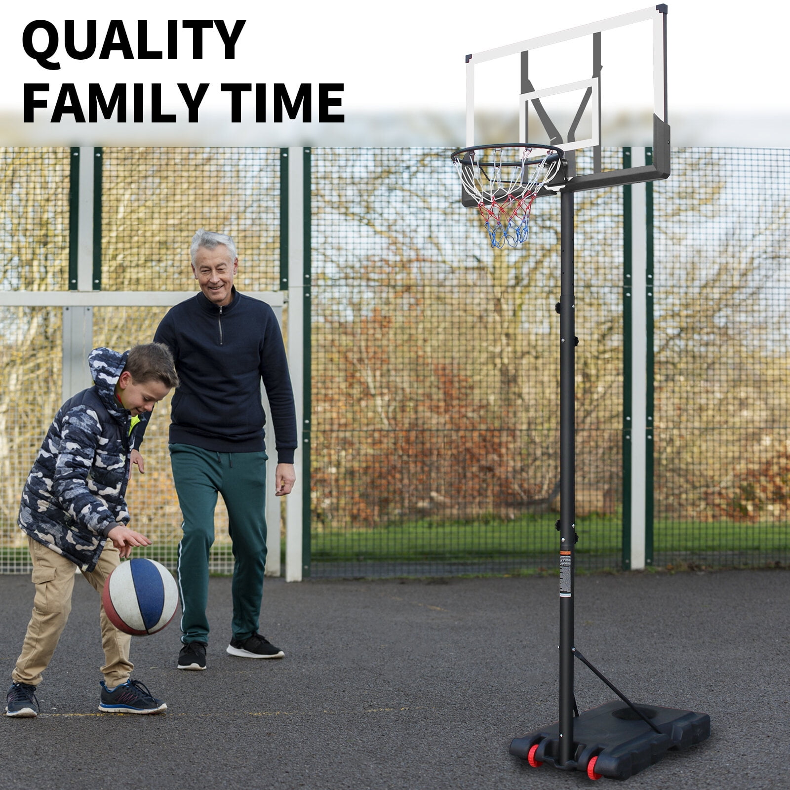 Basketball Hoop Use for Outdoor Height Adjustable 5.7 to 10ft Basketball Hoop 44 Inch Backboard Portable Basketball Goal System with Stable Base and Wheels,Basketball Goal