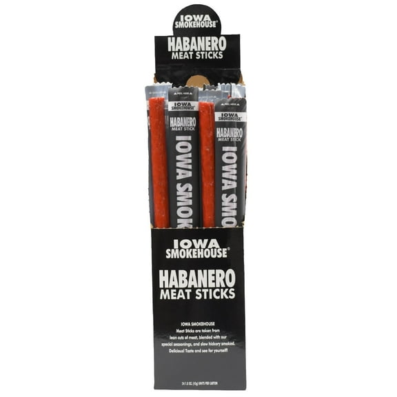 IOWA SMOKEHOUSE Habanero Meat Sticks, 1.5 oz, 24 Count