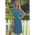 thumbnail image 2 of Womens Summer Dresses Cap Sleeve Polka Dot Falten Midi Dress 2024 Fashion O Neck Casual Fit Tiered Boho Beach Vacation Sundress (Blue,Large), 2 of 6