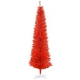 thumbnail image 7 of 7ft Artificial Pencil Slim Red Christmas Tree Unlit-Tall Skinny Hinged Full Real Halloween Xmas Tree with 499 Branch Tips-Foldable Metal Stand-Easy Setup-Holiday Outdoor Indoor Decor, 7 of 7