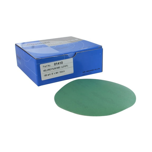 Sunmight 01410 6" 180 Grit Film Sanding Disc (No Holes), 50 Pieces