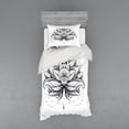 thumbnail image 2 of Ambesonne Leaf Bedding Set 4 Pcs, Ornamental Lotus Sketch, Queen, Seal Brown White, 2 of 3