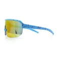 thumbnail image 6 of Mens Oversized Color Mirror Shield MTB Half Rim Sport Plastic Sunglasses Blue - Orange Mirror, 6 of 8