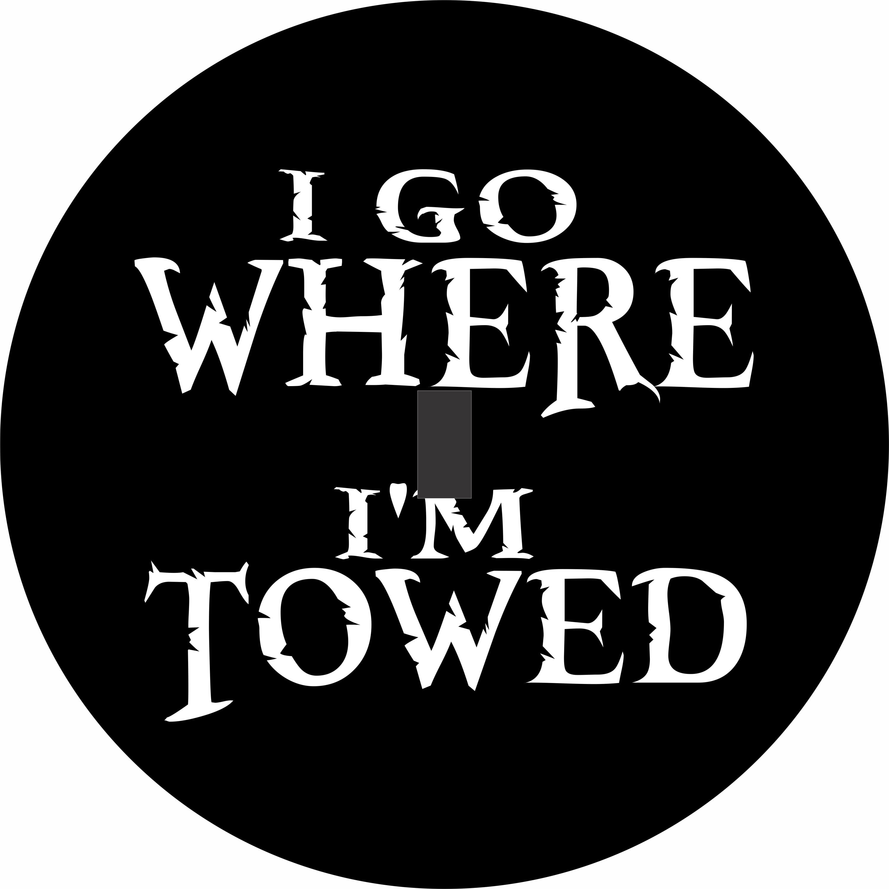 Tire Cover Central I Go Where I'm Towed Spare Tire Cover Black Vinyl