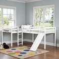 thumbnail image 3 of Tcbosik L-Shaped Loft Bed with Ladder and Slide, Twin Size Wood Bed Frame with Safety Guardrail for Small Space, No Box Spring Needed, White, 3 of 10