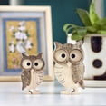 thumbnail image 3 of Wood Owl Figurines, Owl Decor, Owl Gifts (2-pcs), 3 of 6
