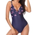 thumbnail image 1 of Conjunto de bikini con cuello en V y bloque de color para mujer traje de baño para niña (L púrpura) FLhrweasw Para estrenar, 1 of 9