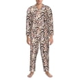 thumbnail image 3 of Fotbe Brown Sloth Pijama de Hombre con Estampado de Manga Larga, Conjunto de 2 Piezas, Ropa de Dormir Suave y Cómoda con Bolsillos-Small, 3 of 7