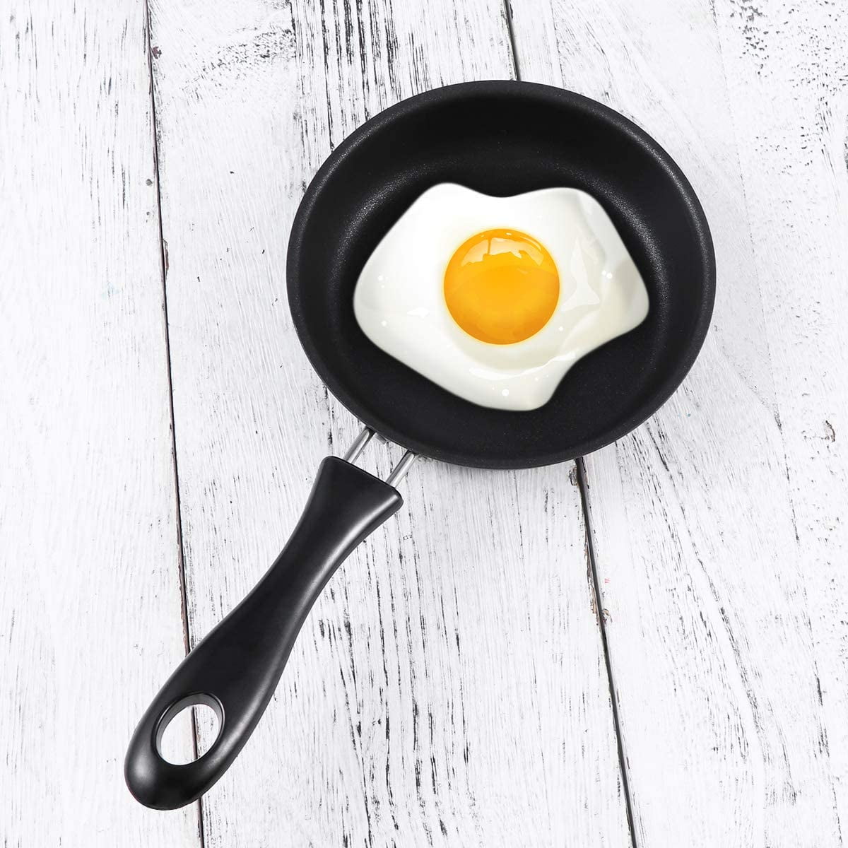 Demoyaya One Egg Frying Pan, Mini Induction Frying Eggs Pan, 4.7 Single Egg Durable Small Pan with Handle Heat Resistant Non Stick Pot, Portable