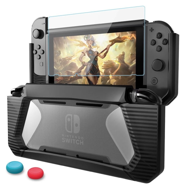 Para Nintendo Switch: protector de pantalla templado, funda protectora y teclas
